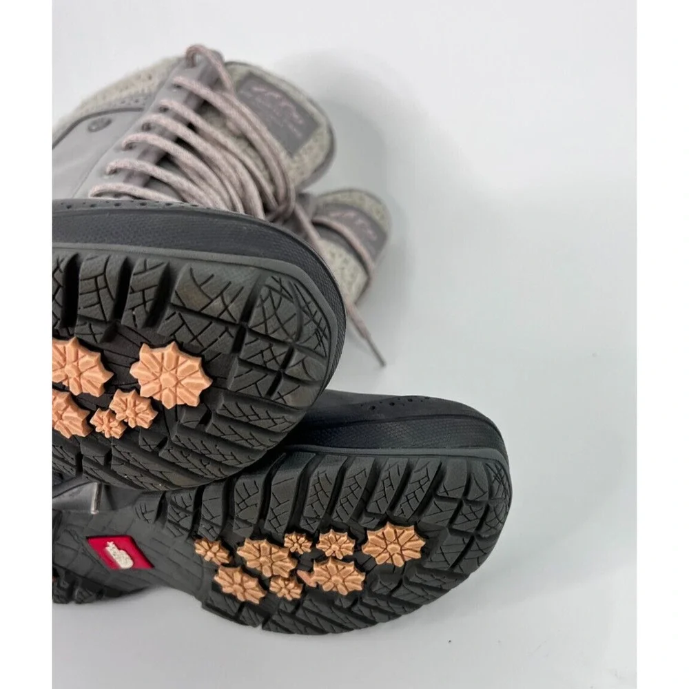 The North Face Shellista II Gray Leather Lace Up Shearling Boots Womens Size 7